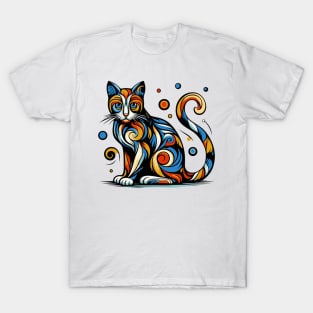 Pop art cat illustration. cubism cat illustration T-Shirt